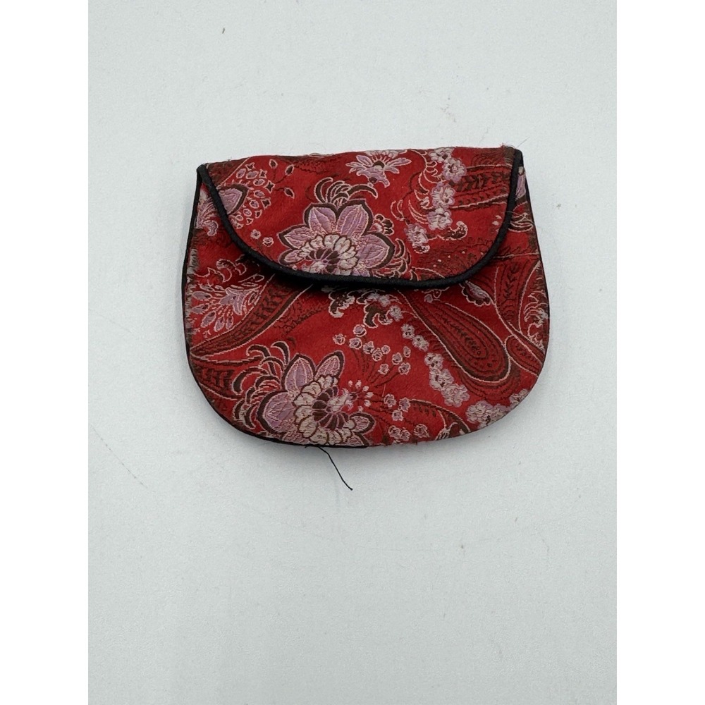 Red and Pink flowered, pocket change purse